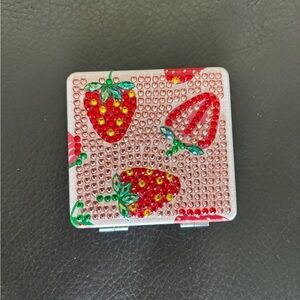 1 Handcrafted Strawberry Rhinestone Compact Makeup Mirror